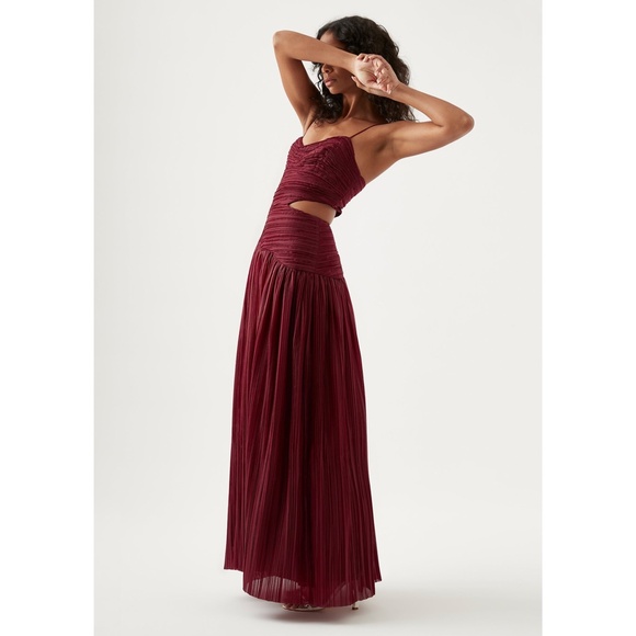 NEW Aje Laurier Wave Maxi Dress Burgundy 6 US - Picture 9 of 17